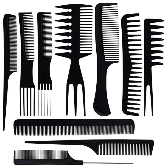 Beayuer 10pcs Hair Styling Comb Set - Detangling, Rat Tail, Coarse & Fine Toothed Combs for Long, Wet, Thick, Curly Hair